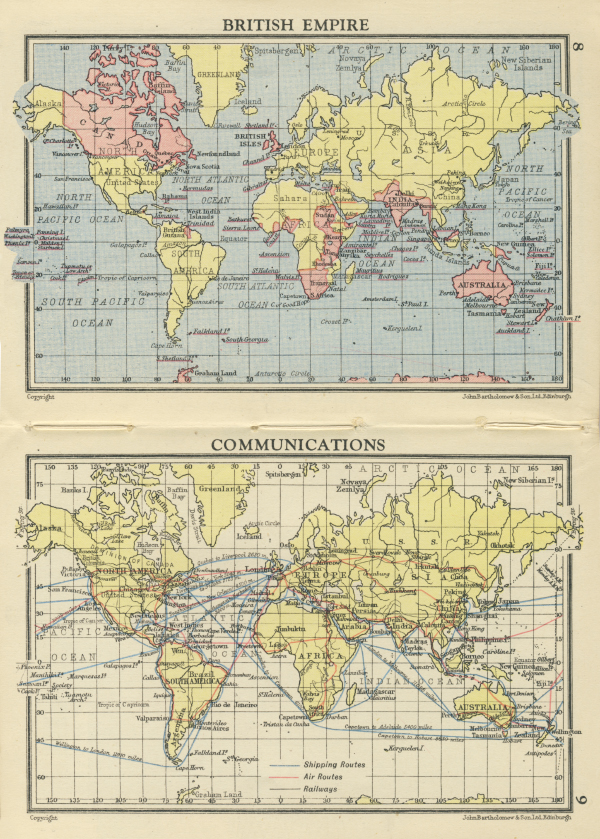 Bartholomew 1944 Pages 8 and 9 - British Empire and Communication