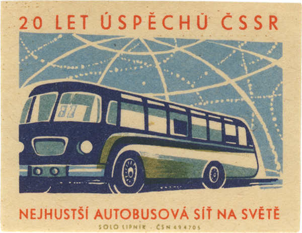 Czech matchbox label - bus